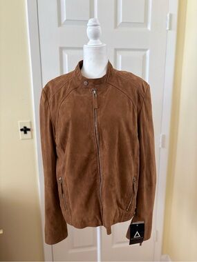 Serge Pariente Paris Cognac Suede Leather Bomber Jacket
